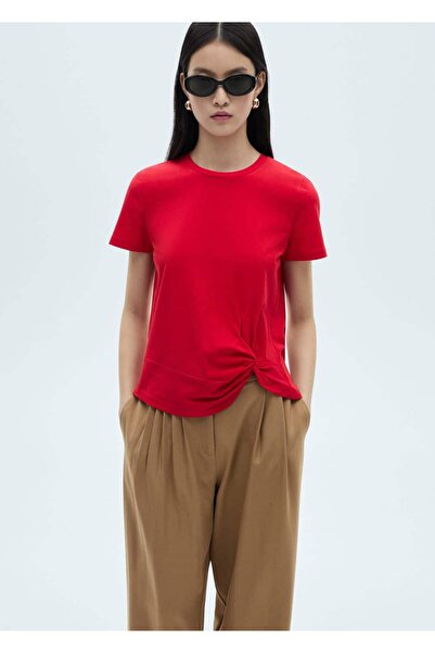 MANGO Woman Knot detailed cotton T-shirt
