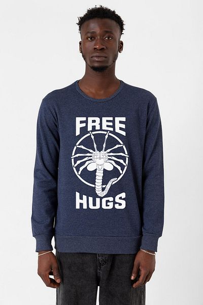 Tshirthane Δωρεάν ανδρικό φούτερ Facehugger Hugs indigo 2ip