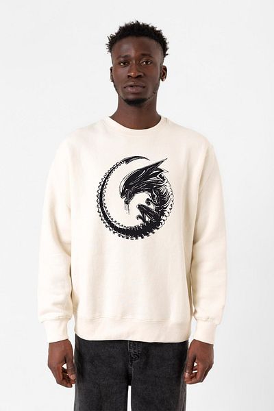 Tshirthane Ανδρικό φούτερ Allien Xenomorph Ecru 2ip