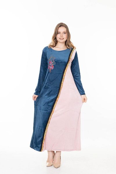 mervemoda Γυναικείο μακρυμάνικο χειμερινό βελούδινο φόρεμα