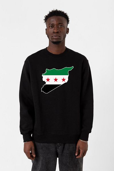 Tshirthane Мъжки суитшърт 2ip с ново знаме на Сирия, черен