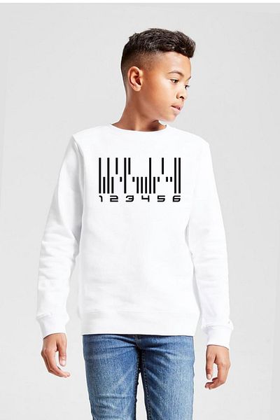 Tshirthane Тъмната материя Суитшъртът с баркод на Android White Child 2ip