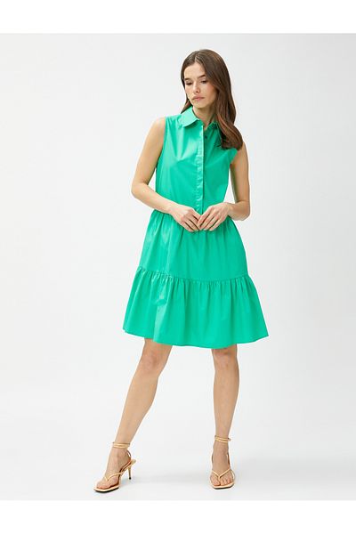 Koton Layered Cotton Shirt Dress - Sleeveless