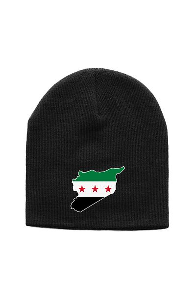 Tshirthane Сирийска нова черна плетена барета със знамето на Сирия