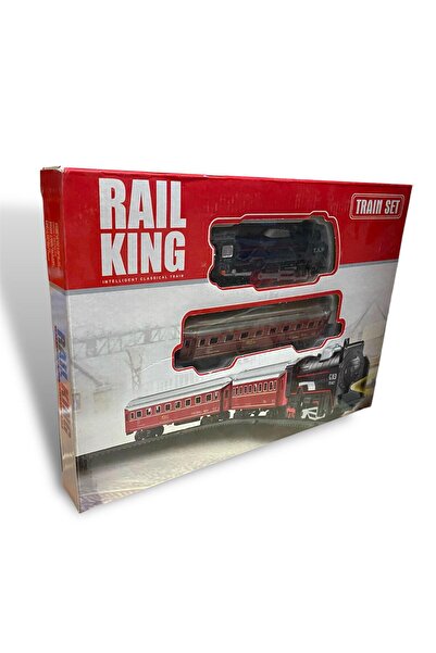 Luzay Rail King Oyuncak Tren Seti Pilli 12 Parça Raylı Vagonlu Kara Tren Oyuncak Tren