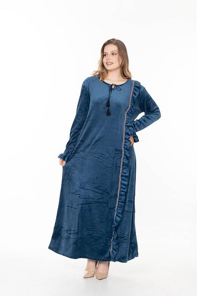 mervemoda Γυναικείο χειμωνιάτικο βελούδινο φόρεμα