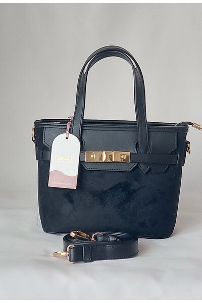 SARACH 251AA110 Model Sarach Marka Siyah Renk Süet El ve Omuz Çantası