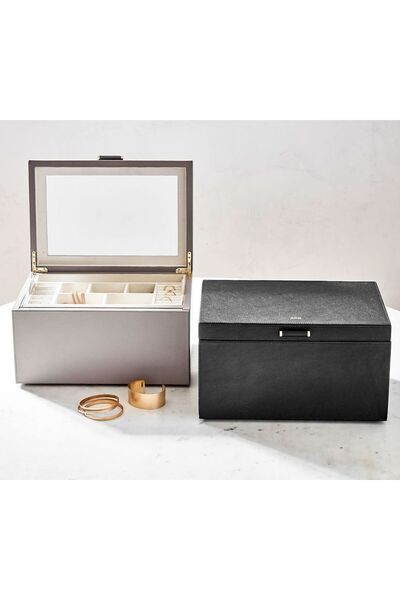 Pottery Barn Quinn Deri Mücevher Saklama Koleksiyonu, Büyük Boy