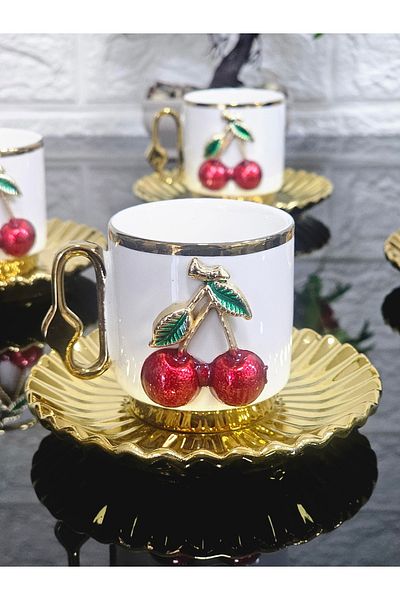 atabey home collection طقم أكواب من البورسلين المطلي بالتيتانيوم مكون من 6 أشخاص