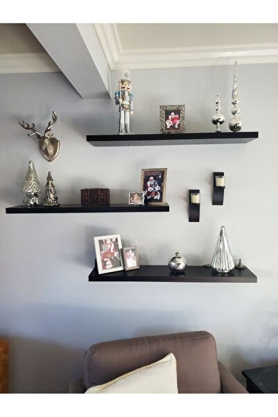 ABAS 3 Lü Antrasit Rengi Duvar Rafı(ANEMON MD. ÖZEL IMALATINDAN HALKA)