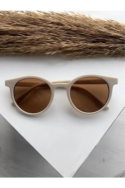 Nilu Moda Unisex Cream Round Framed Sunglasses