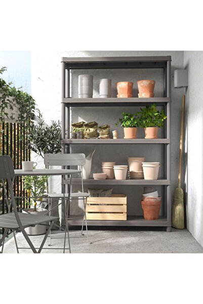 IKEA dış mekan raf ünitesi, koyu gri, 120x40x188 cm