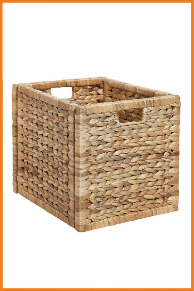 Alony Home Καλάθι από ψάθινο κουτί ρατάν 32x32x34 εκ. σε καφέ χρώμα - Οργανωτ...