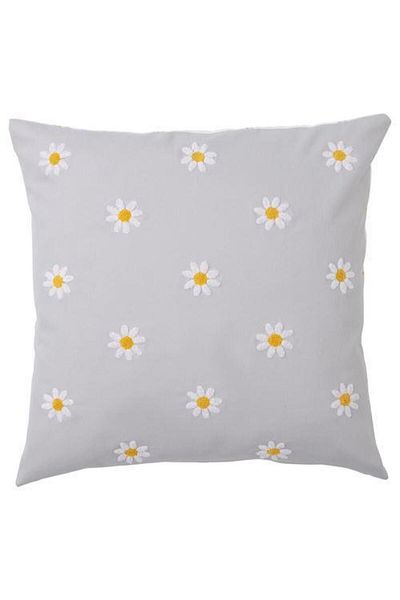 IKEA Husa de perna decorativa cu model margarete gri 50x50 cm fata dublu