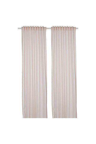 IKEA Background Curtain/2 Sashes, White-Beige Color-Striped Model 120X300 cm
