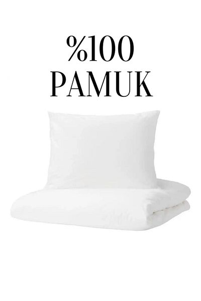 IKEA 100% BAVLNA, DVALA Sada povlaků na dvojitou přikrývku, bílá, 240x220/50x60 cm