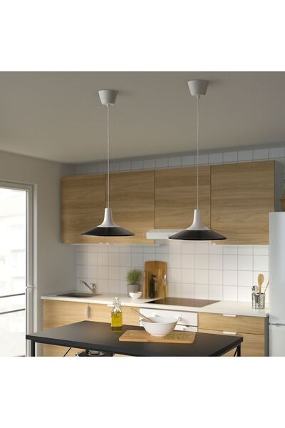 IKEA sarkıt lamba, beyaz-siyah, 38 cm Yemek masanıza veya mutfak adanıza asmak için mükemmel
