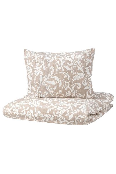 IKEA Varbracka Double Duvet Cover Set, Beige-white, 240x220/50x60 Cm Without Sheets