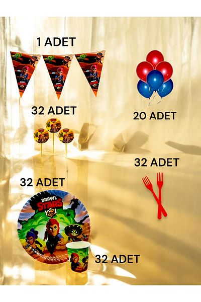 VibeHome Brawlstars Themed m Pack for 32 - Birthday Party and Fun Events