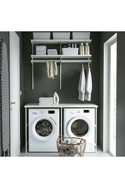 IKEA açık raf ünitesi, beyaz, 139x63.5x87.5 cm