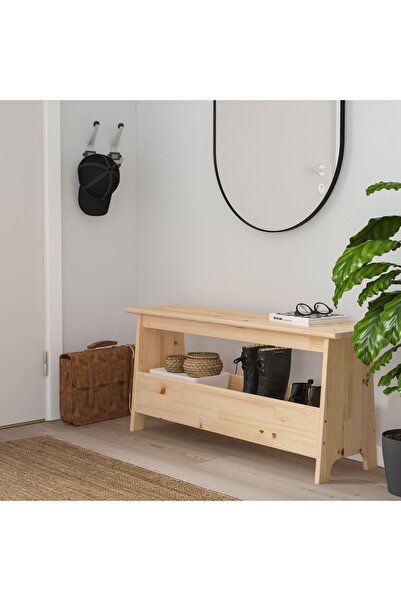 IKEA Bank, Çam, Uzunluk: 100 cm  Yükseklik: 45 cm Derinlik: 28 cm