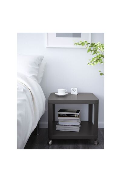 IKEA Tekerlekli Yan Sehpa, Uzunluk: 50 cm  Genişlik: 50 cm  Yükseklik: 45 cm