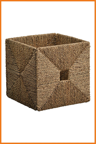 Alony Home 32x32x33 см Кафяв ръчно изплетен органайзер за съхранение от ратан...