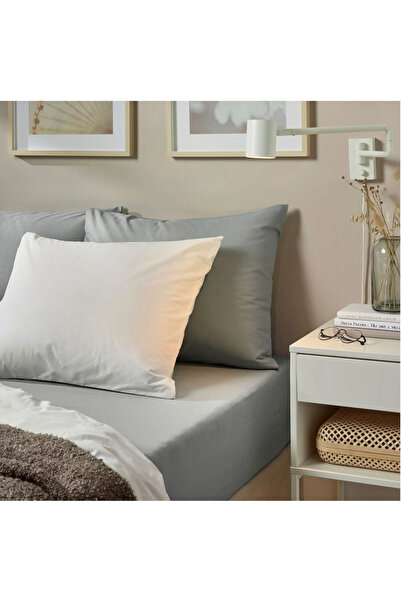 IKEA ملاءة سرير مزدوج، رمادي فاتح، 240x260 سم
