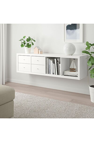 IKEA açık raf ünitesi, beyaz, 42x147 cm, çekmeceli