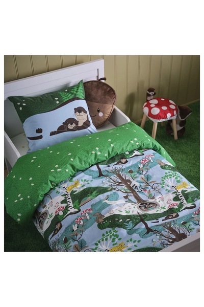 IKEA çocuk nevresim takımı, mavi-yeşil, 150x200/50x60 cm