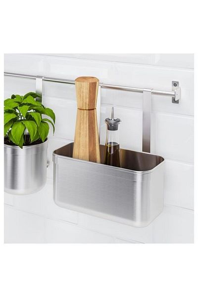 IKEA حامل أدوات مائدة ملعقة وشوكة مقاس 24 × 12 × 26.5 سم، منظم مطبخ من الفولاذ المقاوم للصدأ معلق