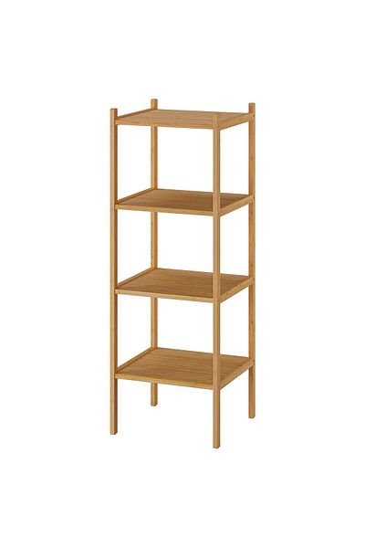 IKEA Raft pentru baie din bambus 37x37x104 cm model pătrat 4 straturi Organizator baie natural