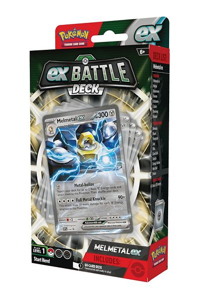 TOYFEST The February Ex Battle Decks - مجموعة بطاقات البوكيمون المعدنية مع رمز لعبة TCG عبر الإنترنت