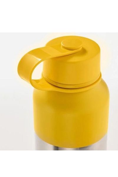 IKEA Hetlevrad Thermos Flask Stainless Steel Yellow Lid 500 Ml