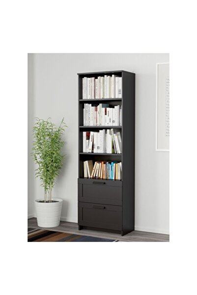 IKEA çekmeceli kitaplık, siyah, 60x190 cm
