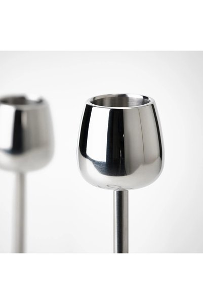 IKEA Gümüş Renk 2'li Şamdan Mumluk Paslanmaz Çelik Yükseklik: 20 Cm Şamdanlık