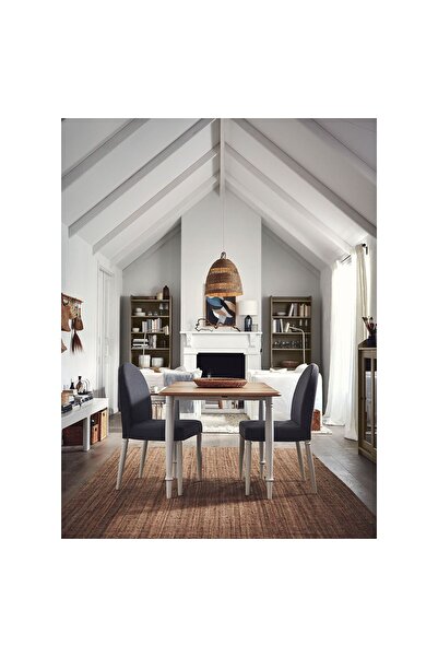 IKEA mutfak masası, meşe kaplama-beyaz, 130x80 cm, 4 kişilik