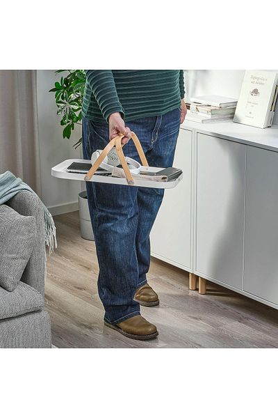 IKEA GRÖNFISK 46x30 cm Bamboo-White Tray with Handles