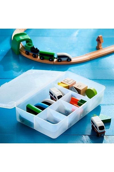 IKEA Compartment Box with Lid 34x21x8 Cm Ikea Storage Box Jewelry Makeup Supply Box Plastic