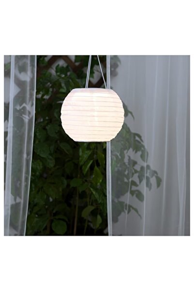IKEA Solvınden 22 Cm Beyaz Solar Güneş Enerjili Sarkıt Lamba Bahçe Teras Balk...