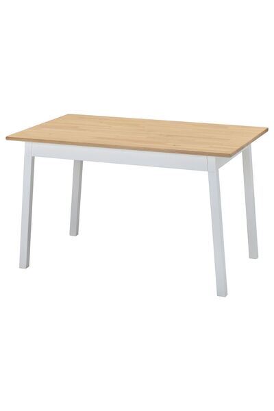 IKEA mutfak masası, açık kahverengi-beyaz-açık kahverengi-kırmızı, 4 kişilik, 125x75 cm