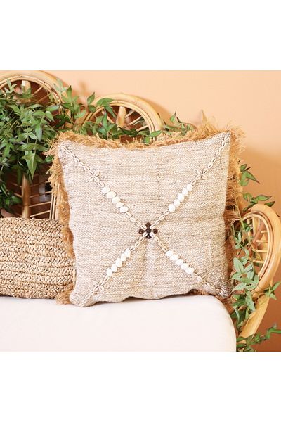 Mylamp Husă de pernă Boho Seashell din in natural