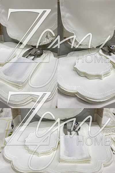 ZGNHome Σετ σερβιρίσματος 19 τεμαχίων 6 ατόμων Κεντημένο Sun White American