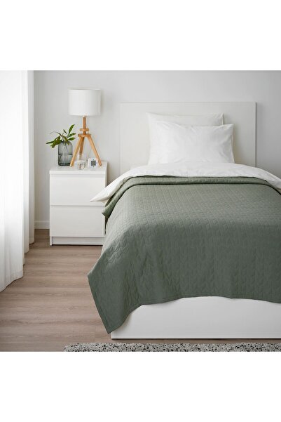 IKEA yatak örtüsü, gri-yeşil, 150x250 cm