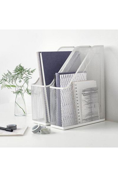 IKEA 2 Li File-Magazine Holder White, Metal File Organizer