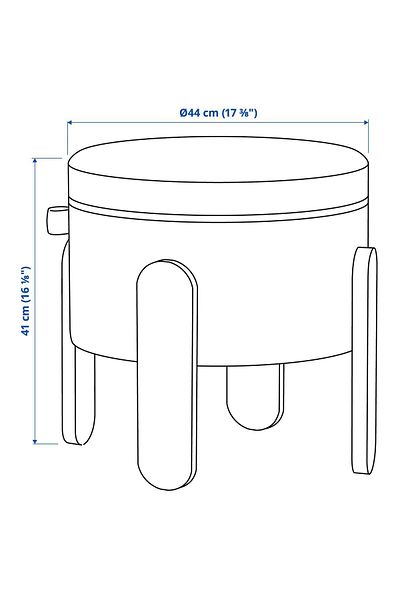 IKEA Perna, Pouf cu compartiment de depozitare, Diametru: 44 cm Inaltime: 41 cm