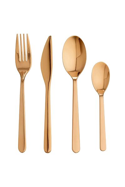 IKEA Förnuft 6-Person Knife and Fork Set - Pink/Gold Color, Stainless Steel, 24 Pieces