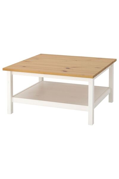 IKEA HEMNES orta sehpa, beyaz vernik-açık kahverengi, 90x90 cm