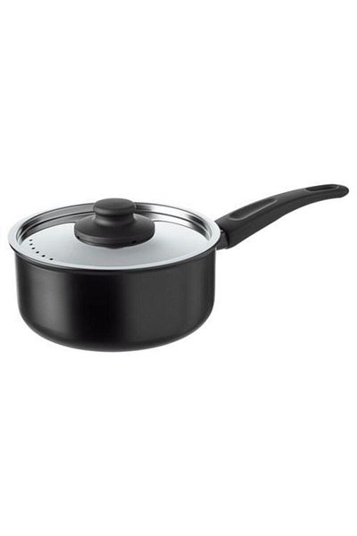 IKEA Kapaklı Sos Tenceresi, Siyah Renk 2 Litre Kullanışlı Kapak-teflon