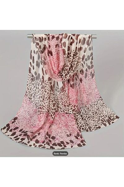 Dgt Luxury Bohemian Pink Leopard Printed Αντιανεμικό Σάλι με σχέδιο, Μαντίλι 50cmx150cm
